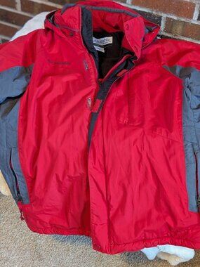 Columbia Sportswear Core Interchange 3-in-1 Winter Ski Jacket Red Gray